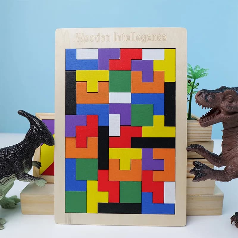 لعبة بازل ثلاثية الأبعاد من الخشب Montessori، قطع روسية Tangram، لعبة تعليمية للأطفال من Gowinbaby - 3