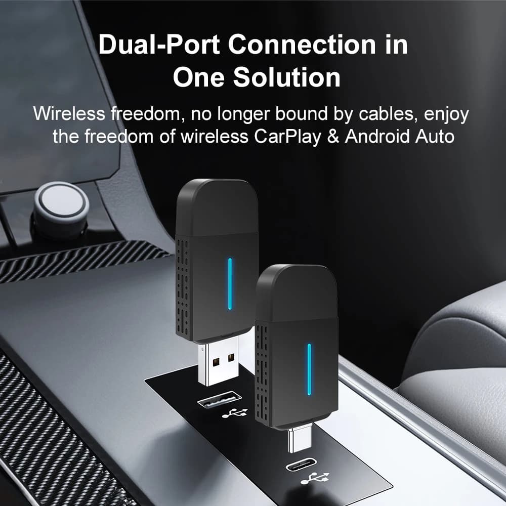 LEXXSON Wireless CarPlay Android Auto 2IN1 Wireless Adapter Smart Mini Box Plug And Play WiFi Fast Connect Universal Car Dongle - 4