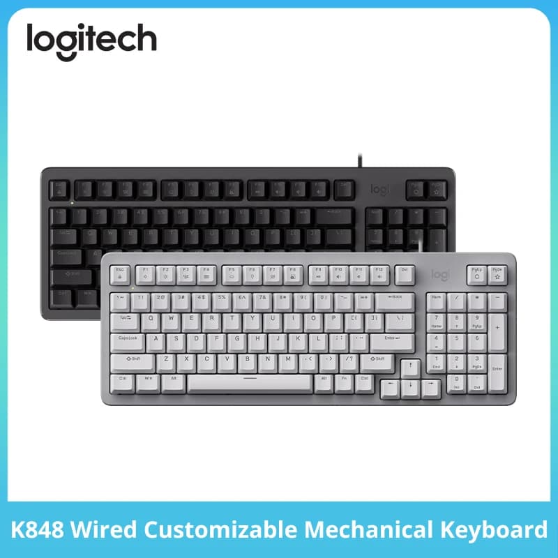 لوحة مفاتيح Logitech K848 الميكانيكية السلكية، غطاء عازل، مفاتيح قابلة للتبديل السريع 97 مفتاح، إضاءة خلفية بيضاء، لوحة مفاتيح للألعاب والمكتب