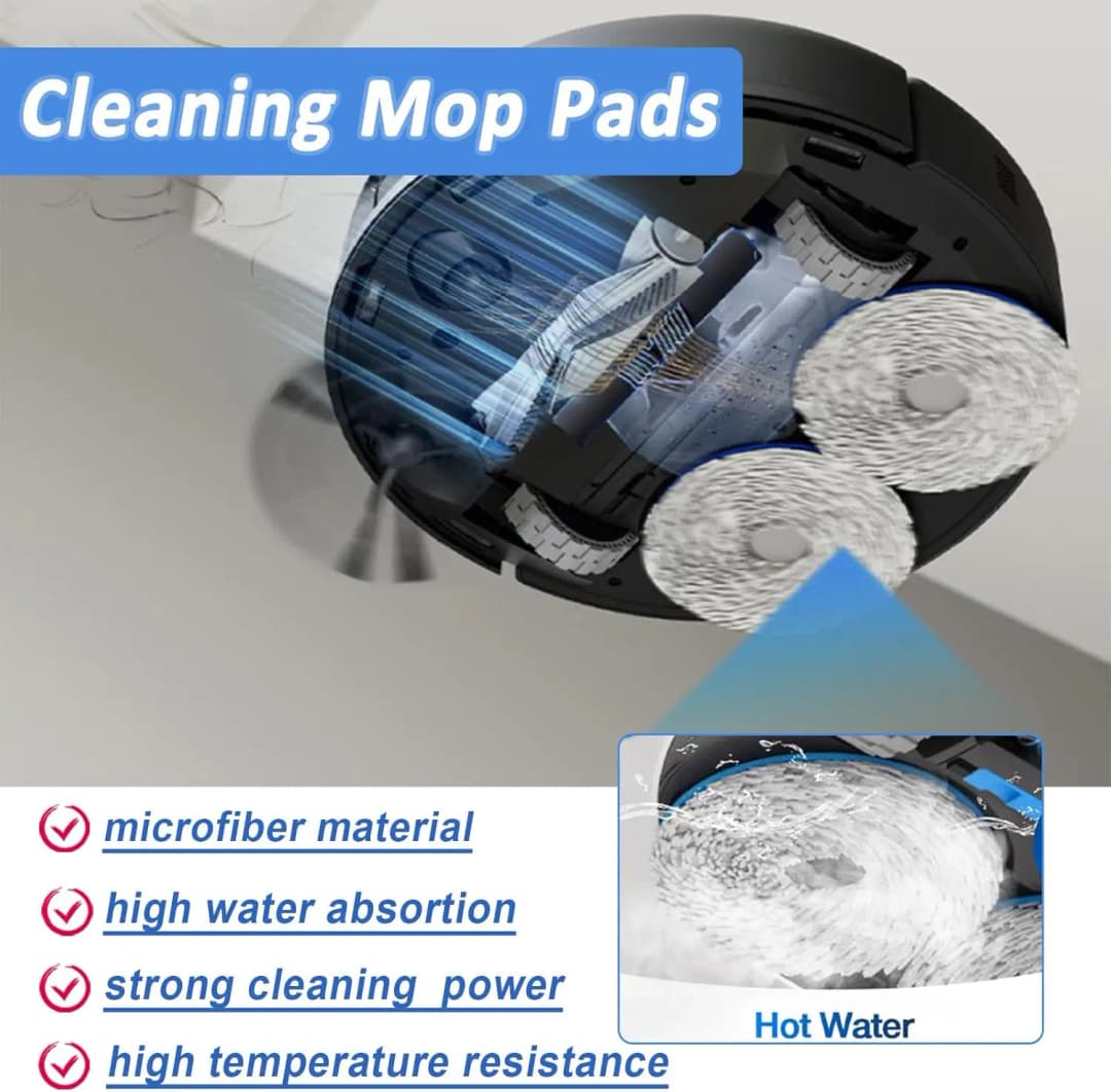 قطع غيار وإكسسوارات استبدال لمكنسة روبوتية Ecovacs Debot N30 Omni / N30 Pro Omni تشمل فرشاة جانبية رئيسية وفلتر Hepa وقماش مسح وكيس غبار - 3