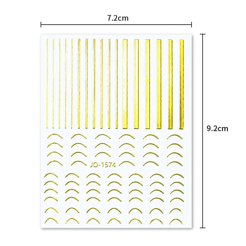 3D Nail Stickers Bronzing Gold Silver Lines Stripe Geometric Design Flowers Gradient Adhesive Slider Papers Nail Art Accessories - 6