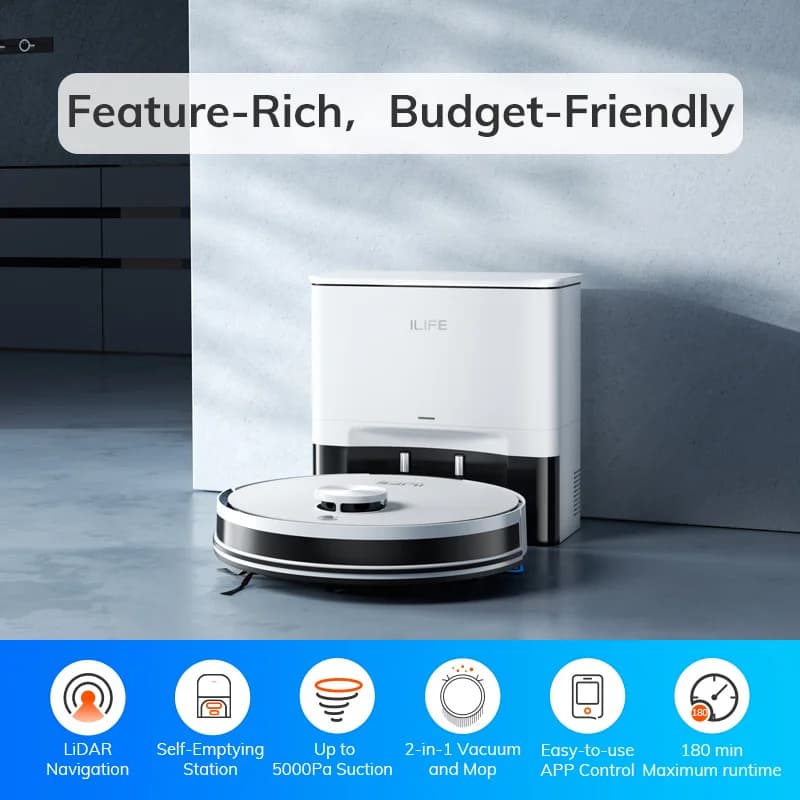 مكنسة روبوتية آيلايف A30 برو، قوة شفط 5000 باسكال، مكنسة وممسحة، تفريغ ذاتي، سعة 60 يومًا، تحكم عبر التطبيق/الريموت، وقت تشغيل 180 دقيقة - 2