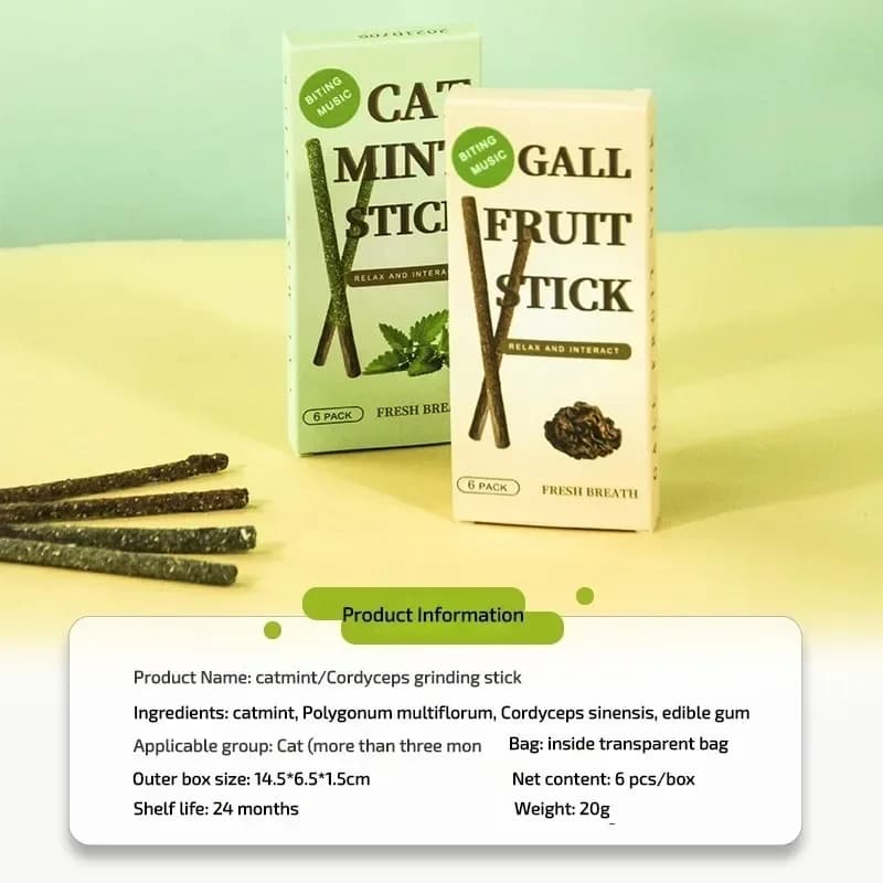 6pcs Natural Matatabi Cat Stick Mint Caught Bite Excited Rods Silvervine For Cat Teeth Cleaning Treating Pet Supply Cat Supplies - 5