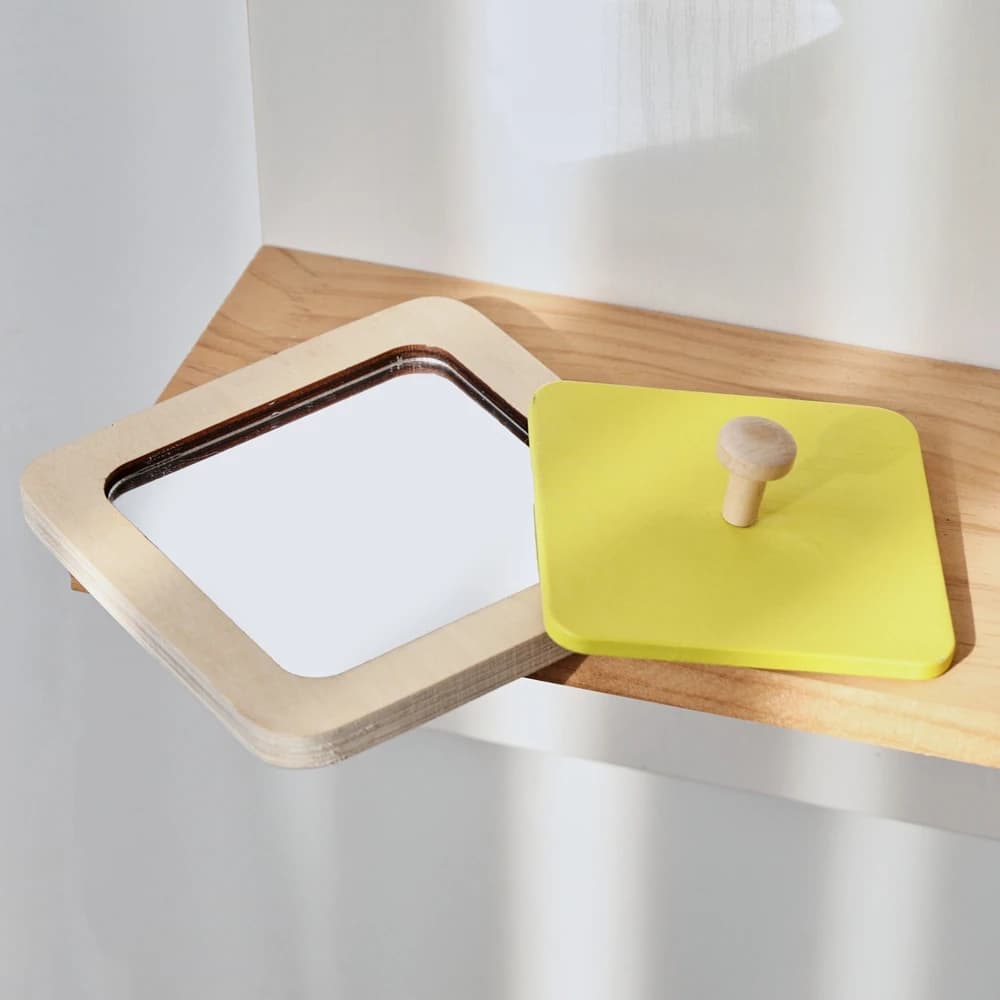 لعبة مونتيسوري الخشبية للأطفال الرضع مع مرآة وأحجية لوحة الأنشطة، أداة تعليمية حسية لمرحلة ما قبل المدرسة - 5