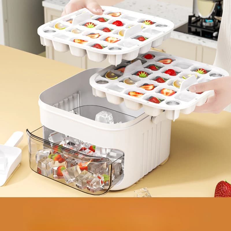 Press Ice Tray Ice Cube Mold Ice Box Ice Making Tool Large Capacity Ice Storage Ice Maker - 6
