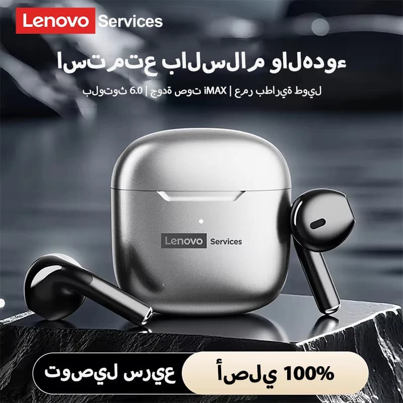 سماعات رأس لينوفو LE201 TWS لاسلكية بلوتوث V6.0، عمر بطارية طويل، سماعات أذن رياضية داخل الأذن، ستيريو HiFi، مكالمات HD