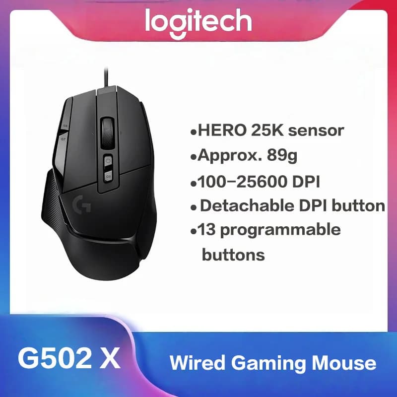 ماوس الألعاب السلكي Logitech G502X خفيف الوزن بمفتاح ميكانيكي بصري قابل للبرمجة ماكرو محيطي Esports جديد أصلي