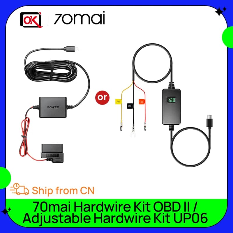 70mai Dash Cam Hardwire Kit OBD-II &  Adjustable Hardwire Kit UP06 for Car DVR Type-C Interface Plug-and-Play Parking Model