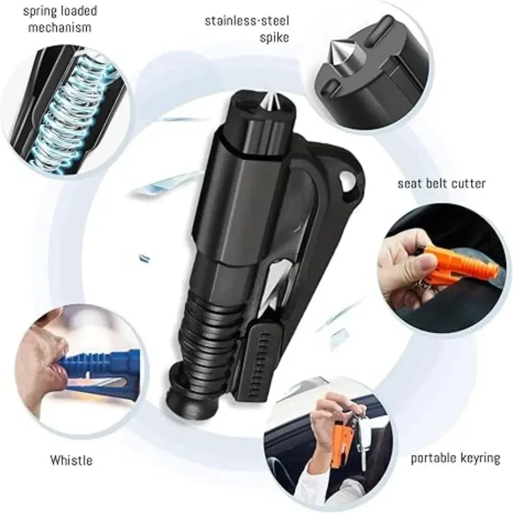 3 in 1 Safety Hammer Car Emergency Rescue Car Escape Tool Window Breaker Seat belt Cutter Compact Emergency Hammer Escape Tool - 2