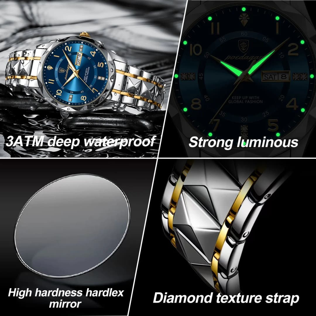 POEDAGAR Luxury Men Watch Waterproof Date Week Luminous Fashion Wristwatch Stainless Steel Quartz Sport Men's Watches Male Reloj - 4