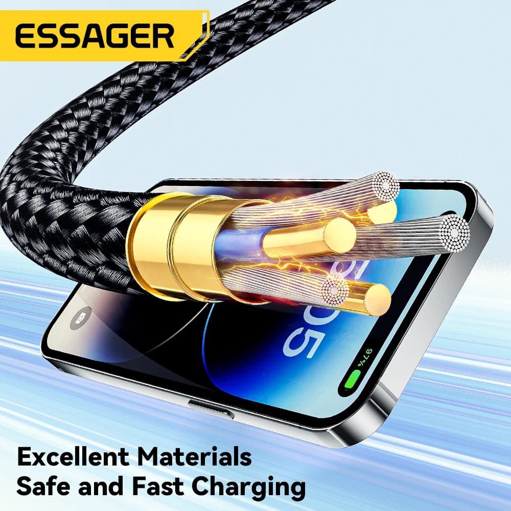 كابل إيساجر USB C لهاتف آيفون 14 و13 و12 و11 برو ماكس و8 بلس - شحن سريع 20 واط - كابل Type C إلى Lightning لنقل البيانات متوافق مع آيباد وماك بوك - 6