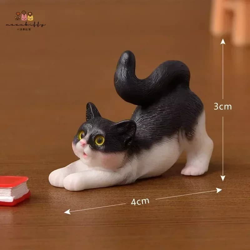 Resin Cats Ornament Kitten Figurine Animal Miniature Fairy Garden Doll House Decoration DIY Micro Landscape Home Decor - 6