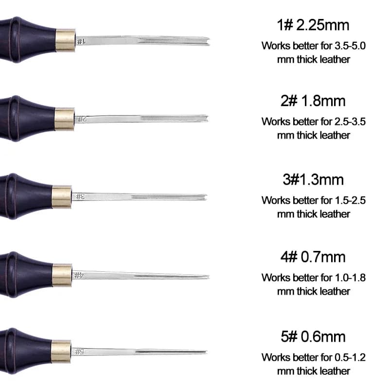 أداة تشطيب حواف الجلد من Zxiixz، مقاس 0.6-2.25 مم، مع مقبض خشبي، لصناعة الحرف الجلدية الاحترافية - اصنعها بنفسك - 3
