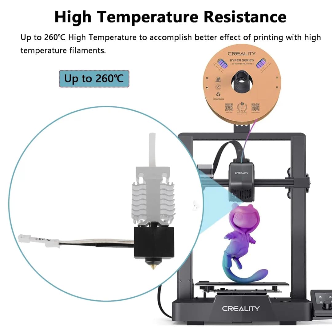 مجموعة طرف ساخن من كرياليتي Ender 3 V3 SE، كتلة تسخين مقاومة لدرجات حرارة عالية 260℃، مجموعة طرف ساخن للمبثق، طابعة 3D - 5
