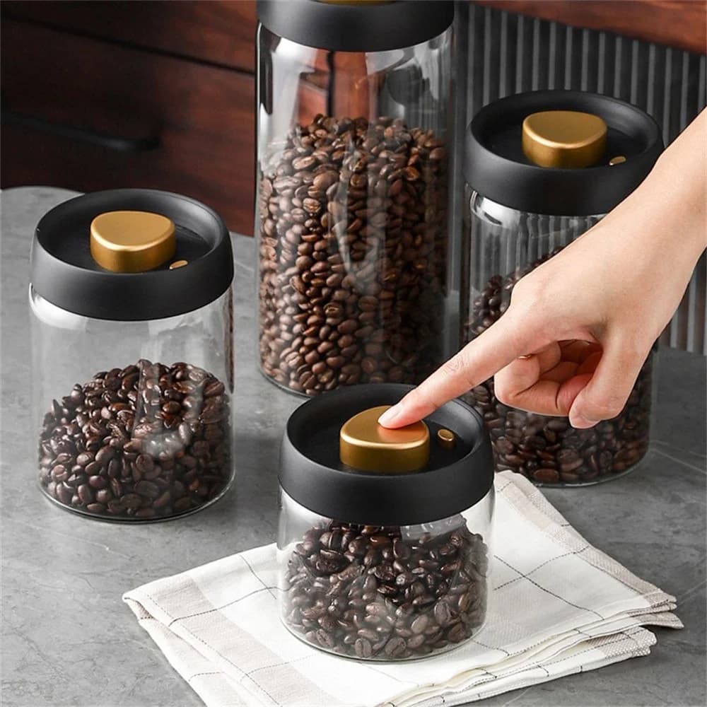 1pc Coffee Beans Vacuum Sealed Tank Household Glass Food Storage Tank For Moisture-proof Air Extraction Tea Storage TanK - 5