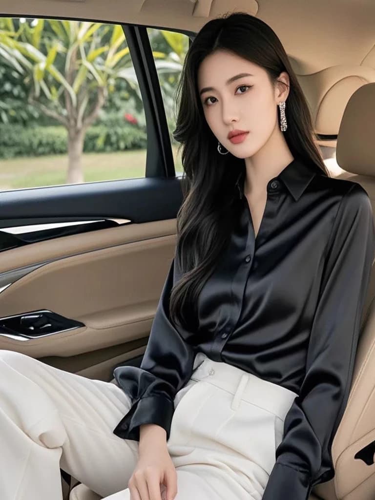 قميص حرير طويل الأكمام أنيق للنساء لمقابلة العمل طبقة أساسية رسمية ملابس عمل - 3