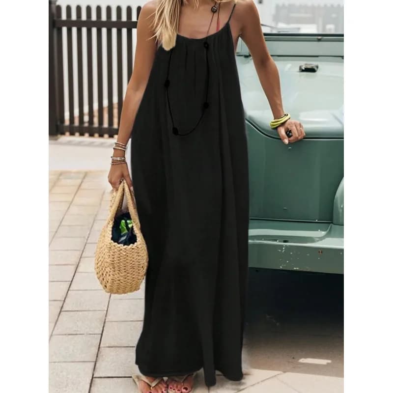 New Arrival Women's Strapless Backless Long Loose Home Dress Comfortable Sleepwear Casual Maxi Dress - 3