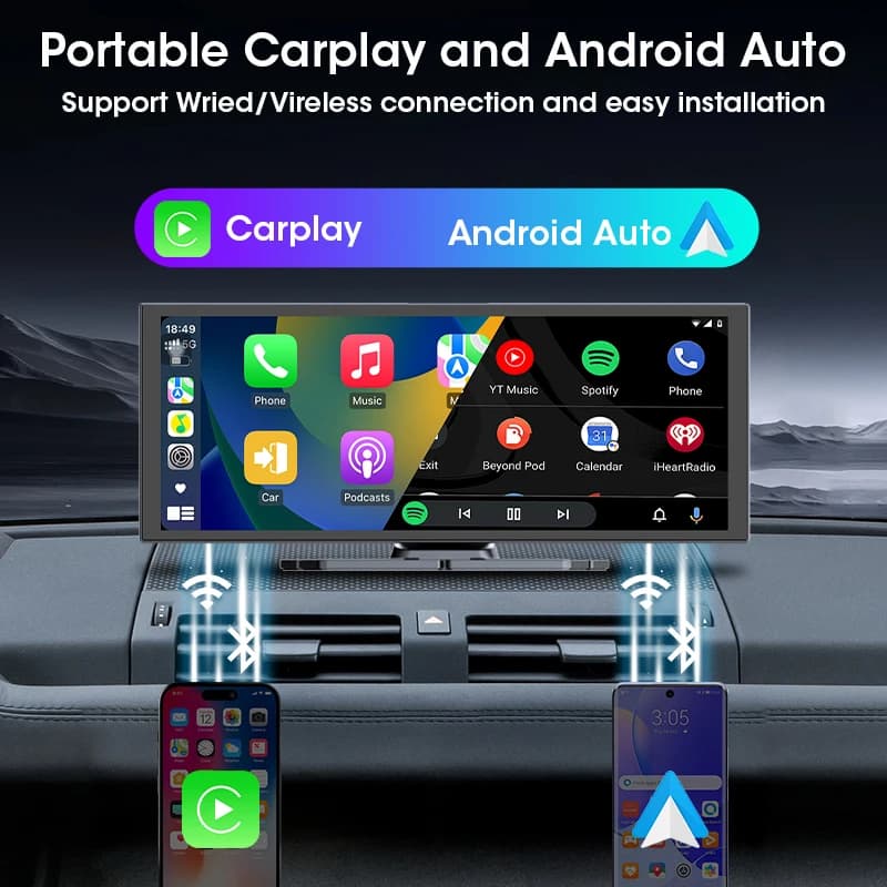Develuck NEW 11.26 inch 4K DVR Wireless CarPlay and Android Auto Portable Dash Cam Car Screen Video Recorder 5G WIFI Navigation - 5
