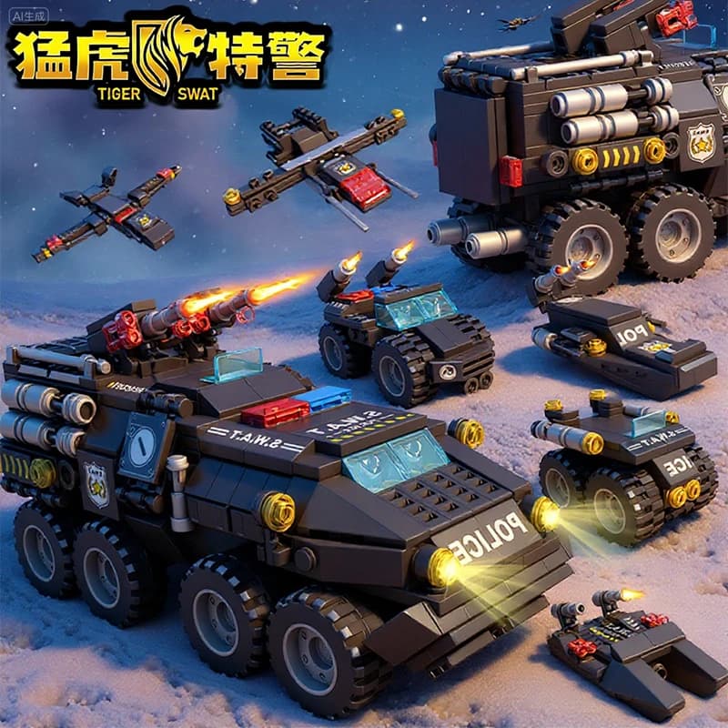 Urban SWAT Armored Vehicle Building Blocks Military Tank Police Car Construction Set Boys DIY Toys Christmas Birthday Gift - 5