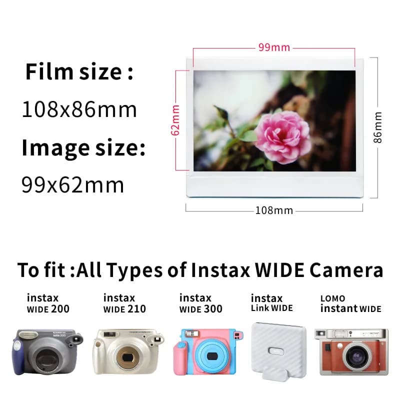 10-100 Sheets Fujifilm Fuji Instax 5 Inch Wide Film White Edge Paper For Fuji Instant Camera 300/200/210/100/500AF Photo Paper - 2