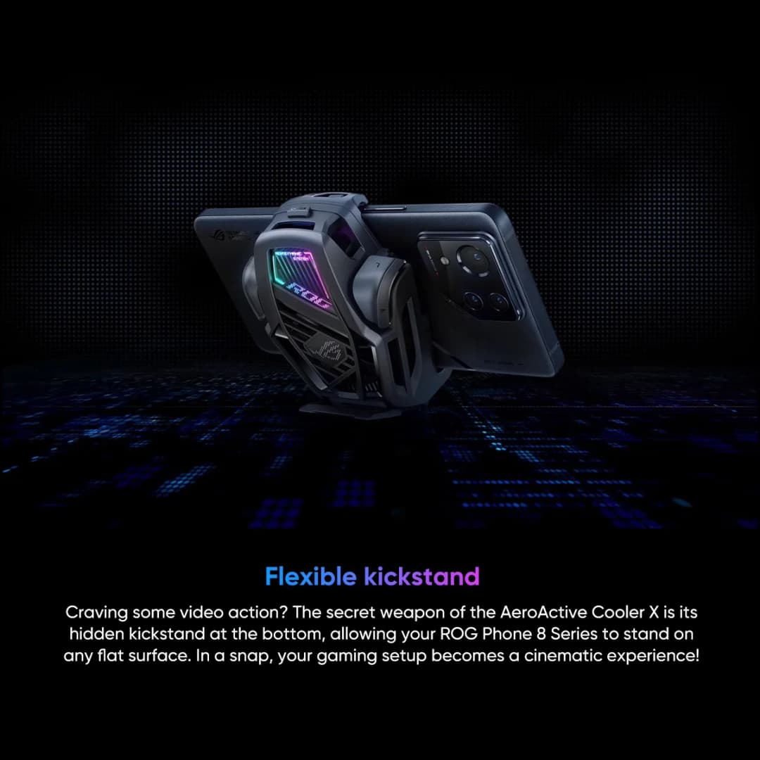 مبرد ASUS ROG AeroActive X الأصلي لهواتف Rog 8/8pro وRog Phone 9/9pro، حامل مروحة تبريد Funcooler، إكسسوارات هواتف الألعاب ROG - 6