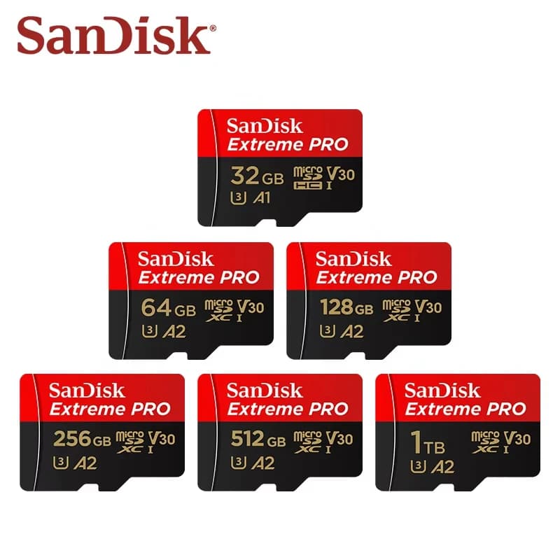 بطاقة ذاكرة Sandisk مايكرو SD/TF 512 جيجابايت 256 جيجابايت 128 جيجابايت 64 جيجابايت 32 جيجابايت فئة A2-10 لهواتف شاومي - ذاكرة فلاش مايكرو SD - دروب شيبينج