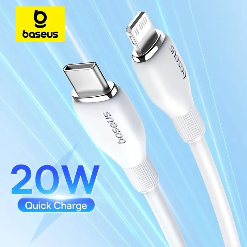 كابل Baseus TPE بقوة 20 واط USB C لهاتف iPhone 14 و13 و12 و11 Pro Max وXS كابل شحن سريع Type C إلى Lightning سلك بيانات لجهاز iPad وMacbook