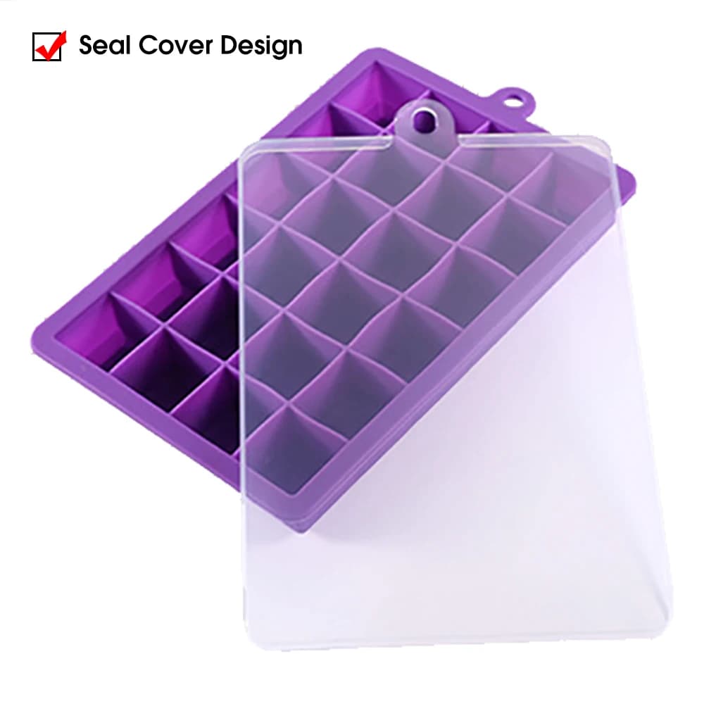 With Lid /No Lid 24-hole Silicone Ice Tray Square Box Auxiliary Food Puree Cheese Jelly Mold Bar Kitchen Tool Cocktail Cube - 4