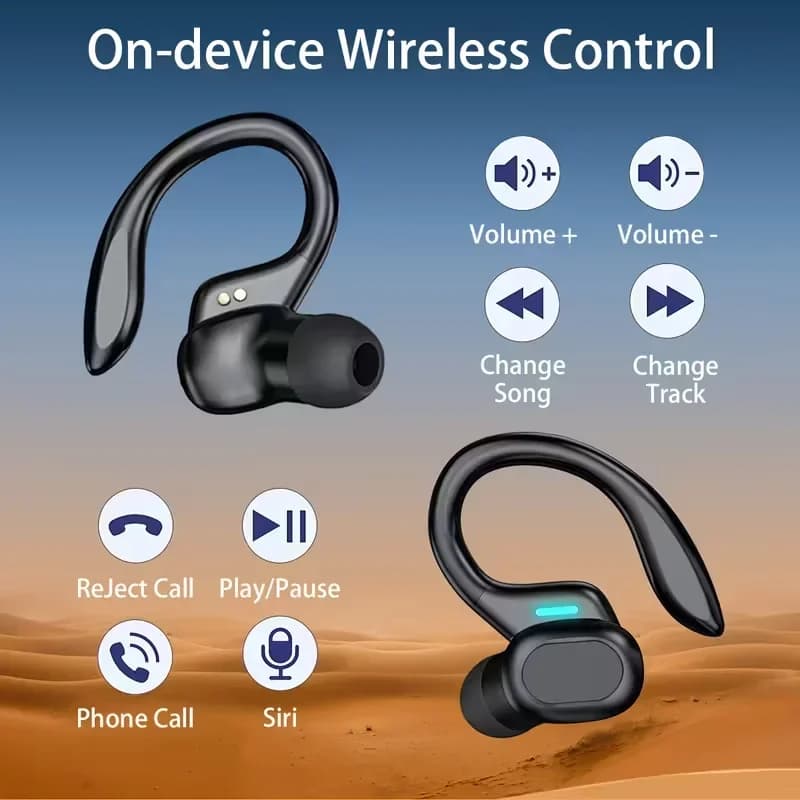 سماعات رأس بلوتوث رياضية لاسلكية SP16 مع مايكروفون، شاشة عرض طاقة LED، إلغاء الضوضاء، صوت ستيريو عالي الدقة لسماعات الألعاب - 3