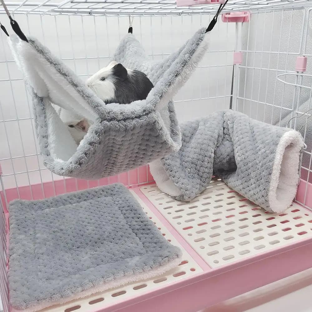 1Pc Hamster Nest Winter Bed House Shed Hanging Hammock Cage Tunnel Plush Hideaway For Hamster Guinea Pigs Sugar Small Pe H8z6 - 5