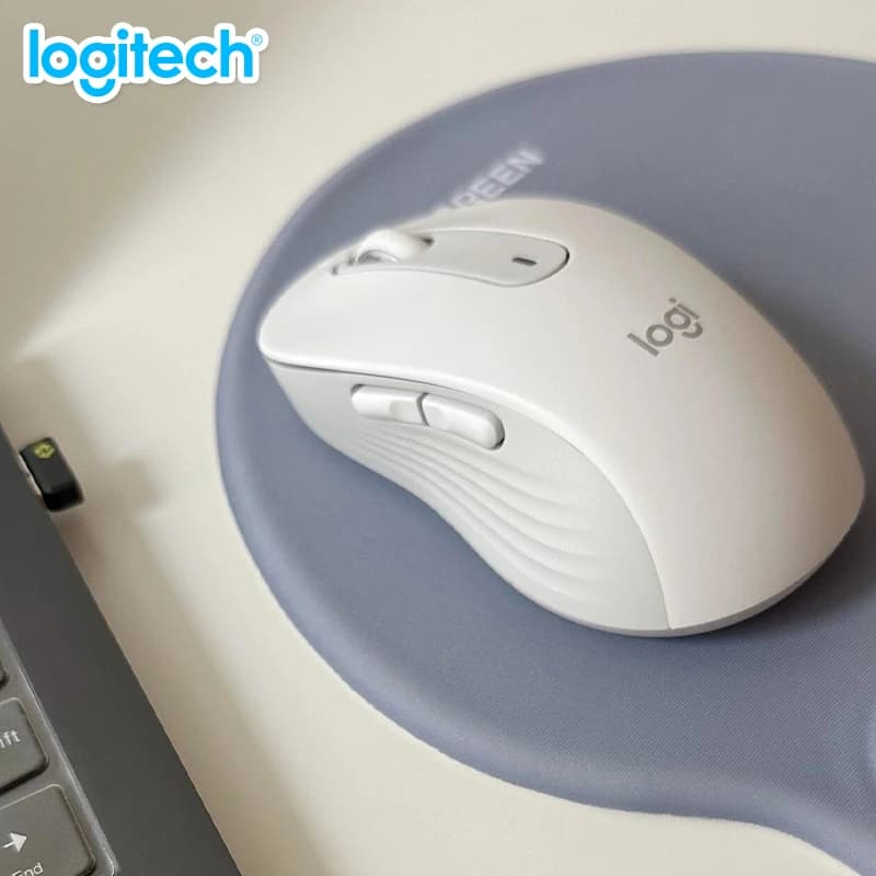 فأرة بلوتوث لاسلكية Logitech Signature M650، صوت خفيف، مناسبة للأعمال والكمبيوتر المحمول والأجهزة اللوحية، صامتة، وضع مزدوج للمكتب والمنزل - 4