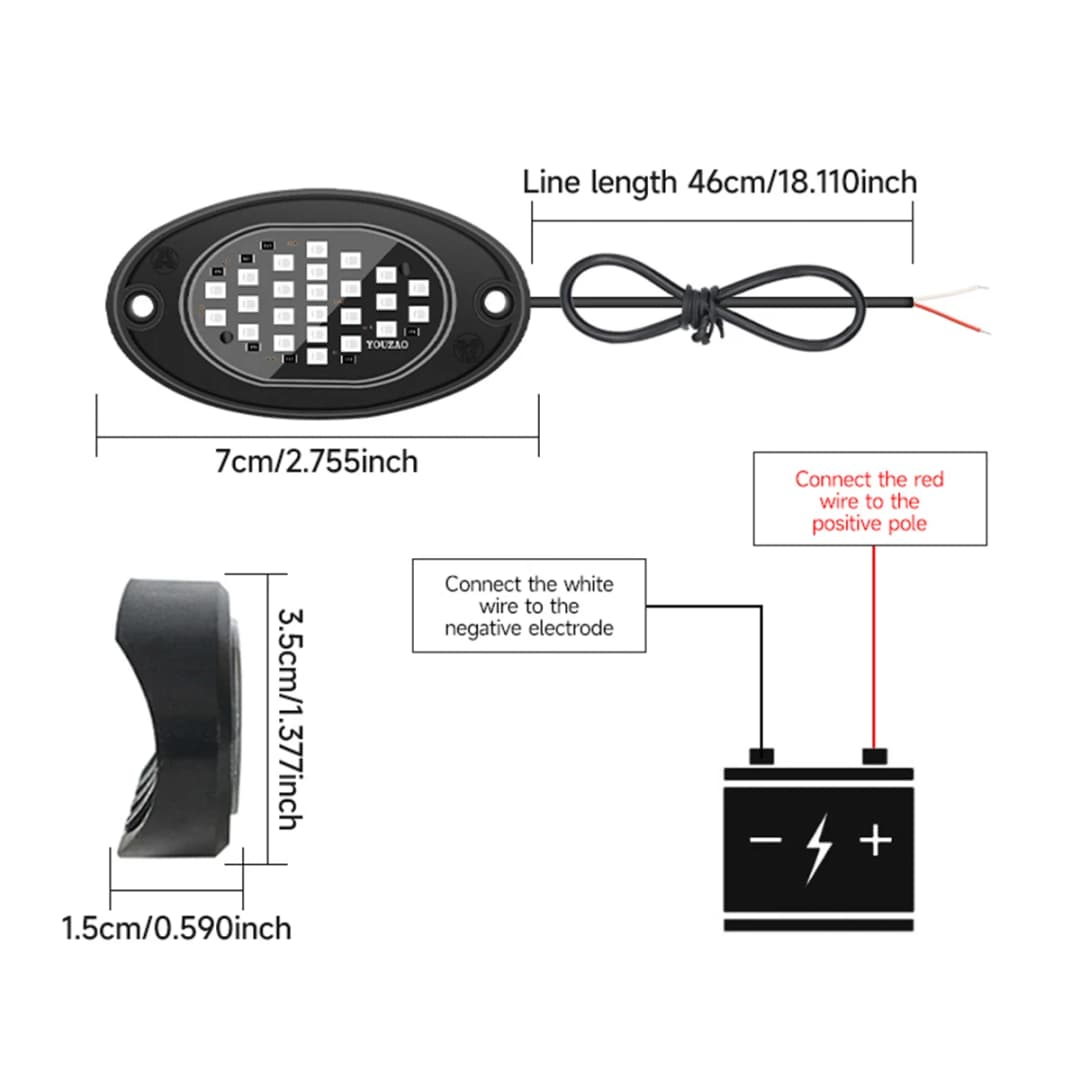 4 قطع إضاءة هيكل سيارة للشاحنات، إضاءة LED صخرية لسيارات البيك أب والطرق الوعرة والجيب والسيارات الرياضية متعددة الاستخدامات والمركبات الرباعية والمركبات الجانبية - 4