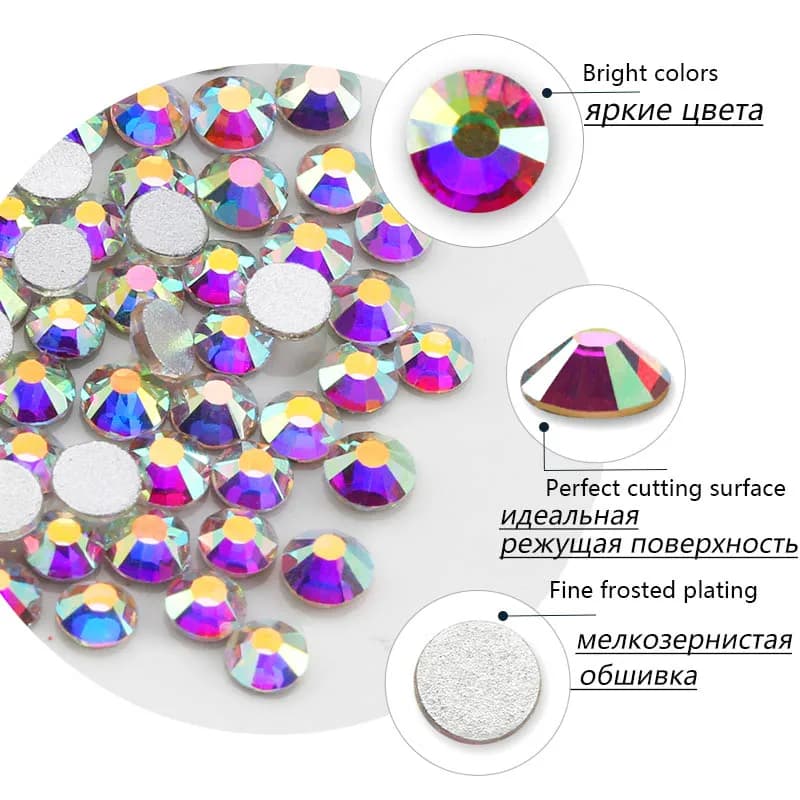 Multi-Size Glass Nail Rhinestones For Nails Art Decorations Crystals Strass Charms Partition Mixed Size Rhinestone Set - 6