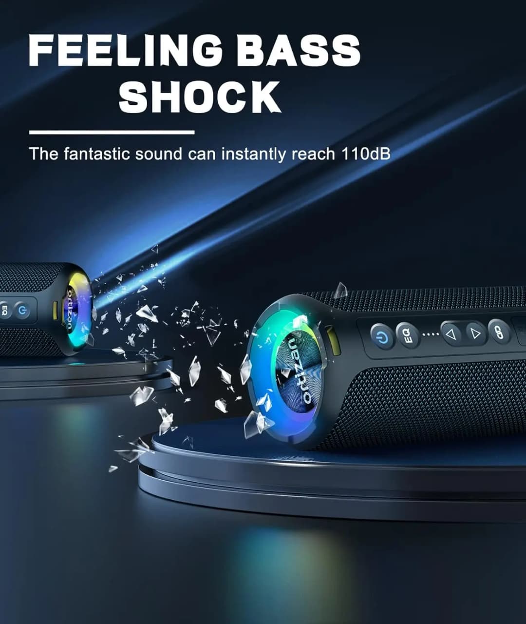 Ortizan X8 Pro Bluetooth Speaker Portable with 40W Stereo Sound,Rich Bass,IPX7 Waterproof, 30H Playtime, Mixed Color Lights,3 EQ - 6