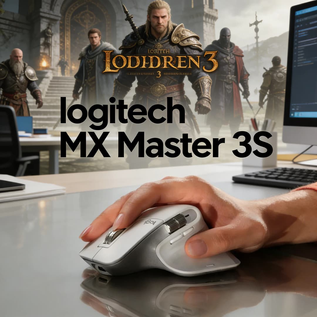 ماوس بلوتوث لاسلكي Logitech MX Master 3S - دقة 8000 DPI، نقرات صامتة، تصميم مريح تلقائي، متوافق مع G102/G203/G304/G305/M220/M350/M650/M650L/M750
