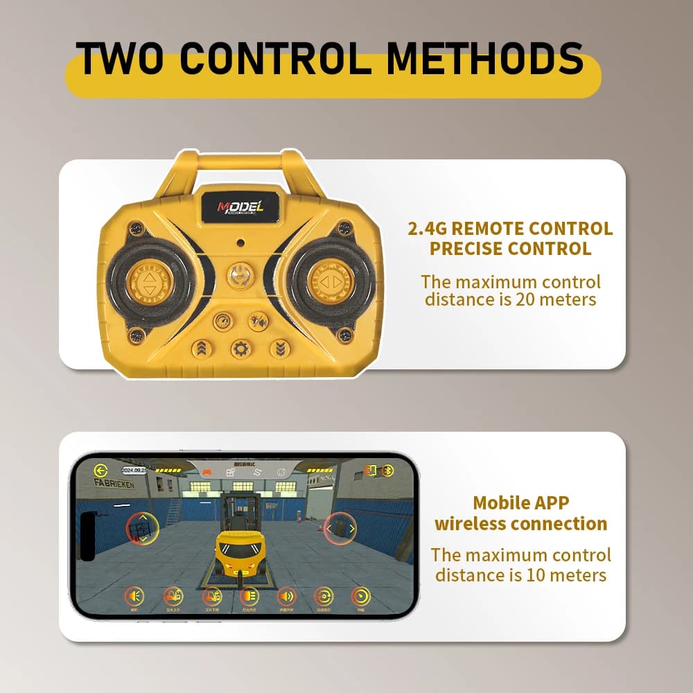 1:64 Bluetooth Remote Control Crane And Forklift two-in-one Desktop Mini Alloy Toy Car With Trailer Christmas Gift In Color Box - 6