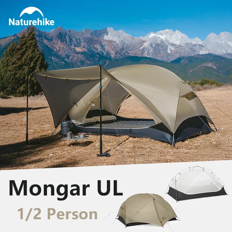 خيمة تخييم من Naturehike Mongar 2 UL/PRO لشخص إلى 3 أشخاص مقاومة للماء خفيفة الوزن مناسبة للمشي لمسافات طويلة