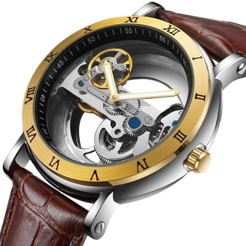 Watch Men Automatic Watch Luxury Watch Man Mechanical Wristwatch Skeleton Design Waterproof Leather Strap Male Watch Reloj Hombr - 3