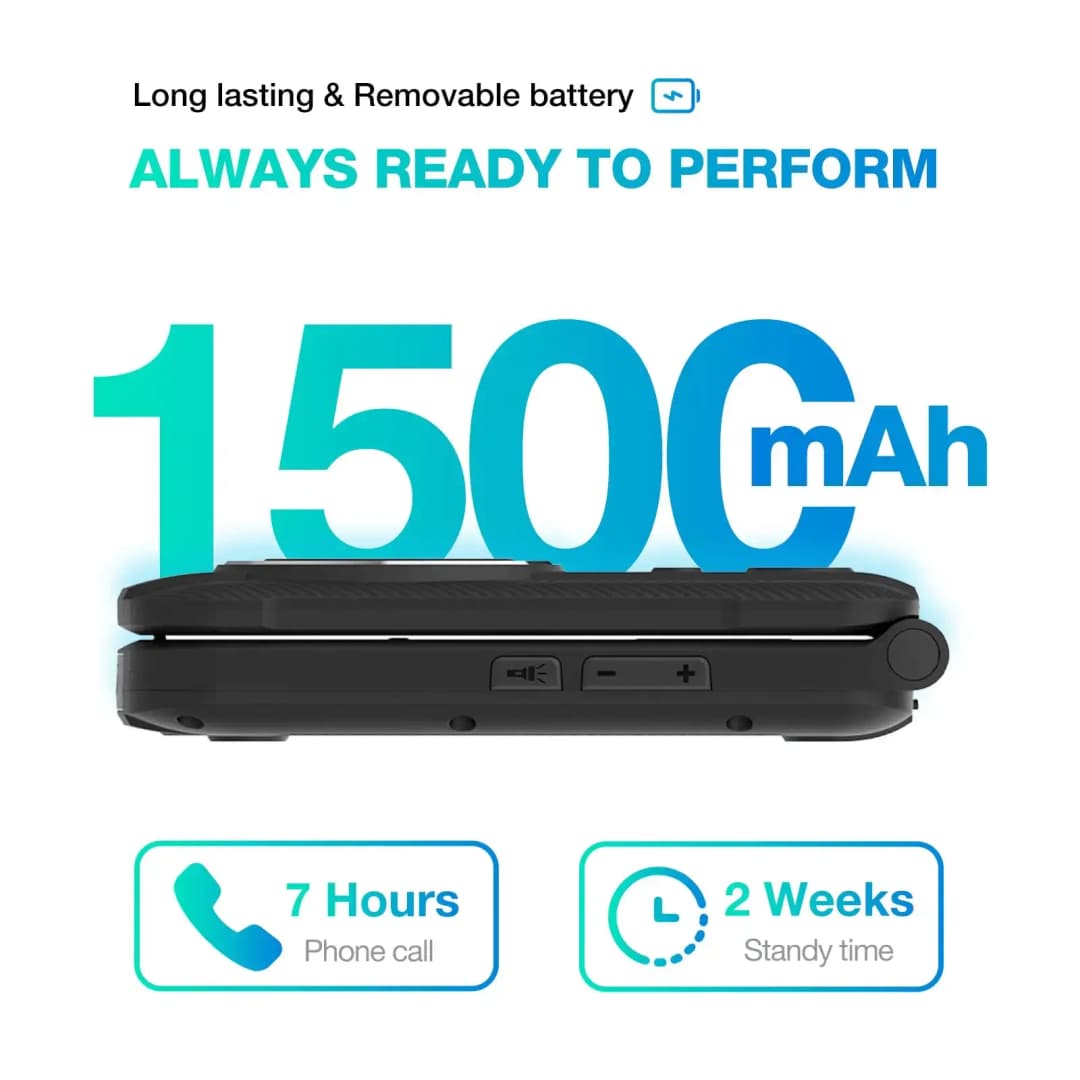 هاتف قلاب متين AGM M8 آمن لكبار السن بدون كاميرا/بلوتوث ضد الماء شاشة 2.8” QVGA 4G زر طوارئ SOS بطارية 1500 مللي أمبير راديو FM - 3