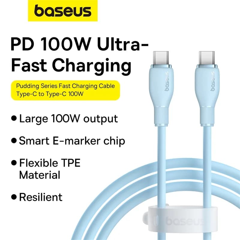 كابل Baseus PD 100W USB C إلى USB Type C لجهاز Macbook مع شحن سريع لجهاز iPhone 16 و 15 وكابل Type-C لجهاز Xiaomi - 2