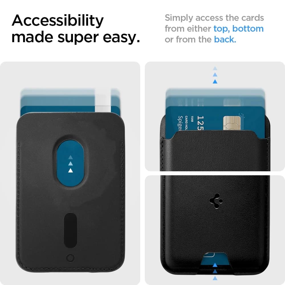 Spigen Leather Animation Magnetic Card Holder For Magsafe For iPhone 17 16 15 14 Pro Max Air For Samsung Galaxy S26 S25 S24Ultra - 3