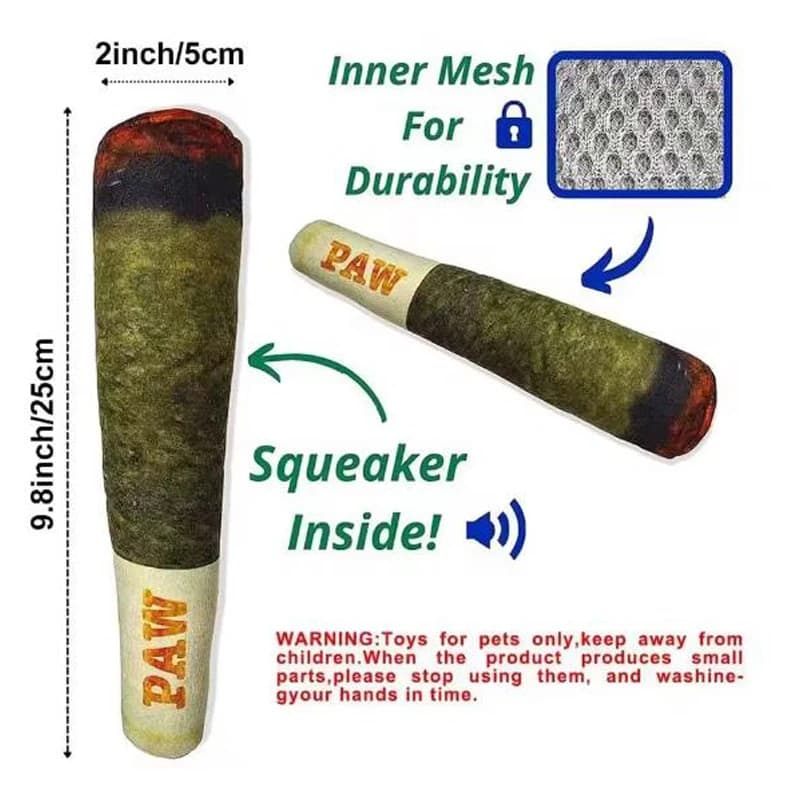 Funny Interactive Dog Toys - Cigar Design Plush Squeaky Pet Toys Grinding Teeth Creative Chew Toy For Small Medium Dog - 2