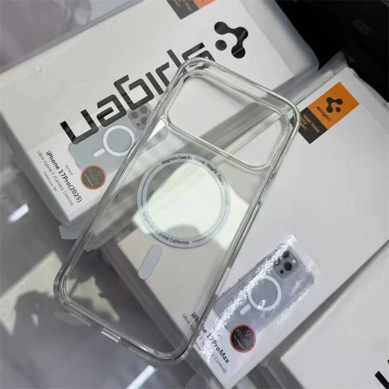 غطاء Spigen Ultra Hybrid MagFit مقاوم للاصفرار لأجهزة iPhone 17 Pro Max و16 و15 Plus و14 و13 و12 و17 Air، غطاء مغناطيسي شفاف لـ Magsafe - 2