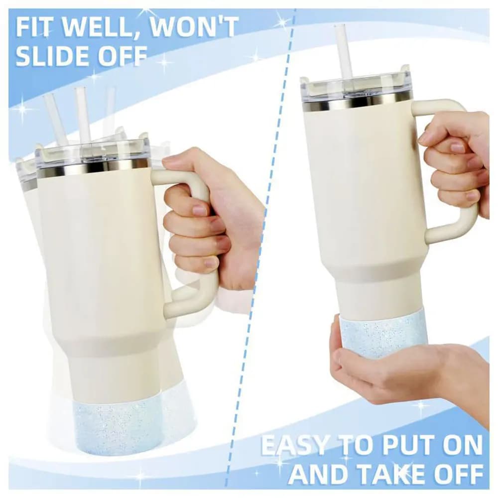 غطاء سيليكون براق 7.5 سم لكؤوس ستانلي 40/30 أوقية، غطاء سفلي مضاد للانزلاق، كم سيليكون 75 مم لأغطية زجاجات المياه - 4