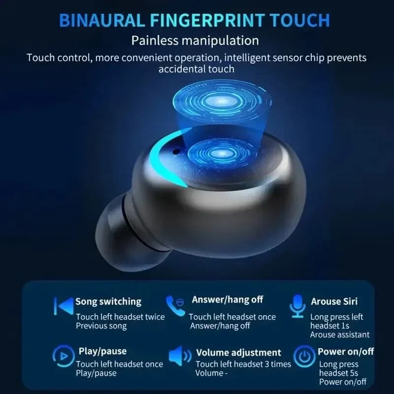 سماعة بلوتوث لاسلكية F9 5C، TWS، مقاومة للماء، شاشة ديجيتال، شحن سعة كبيرة - 5