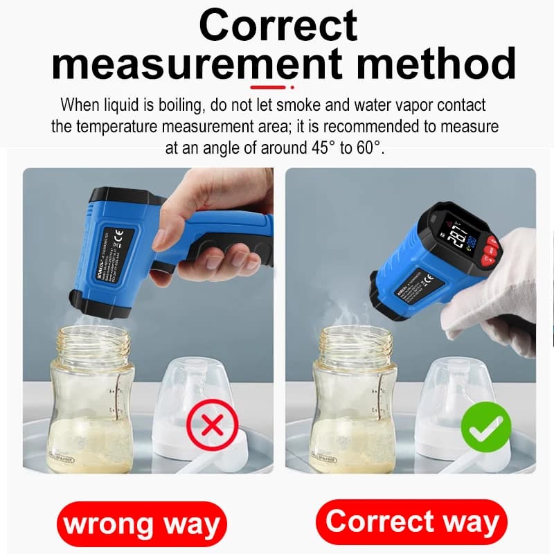 Infrared Non-Contact Digital Thermometer Handheld High-Precision Temperature Sernsor Industrial Kitchen Pyrometer Gun - 3