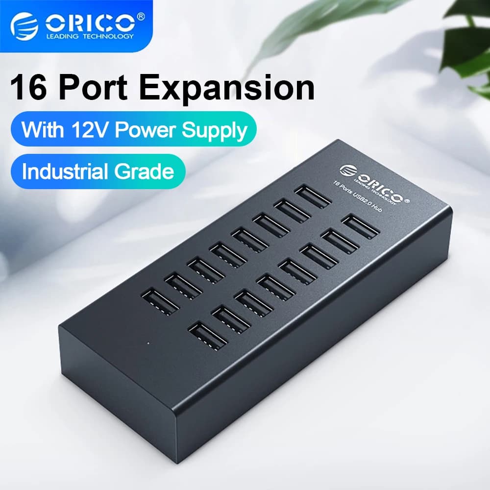 موزع USB صناعي ORICO 16 منفذ ألمنيوم محول طاقة محطة إرساء لإكسسوارات الكمبيوتر متجر Orico الرسمي