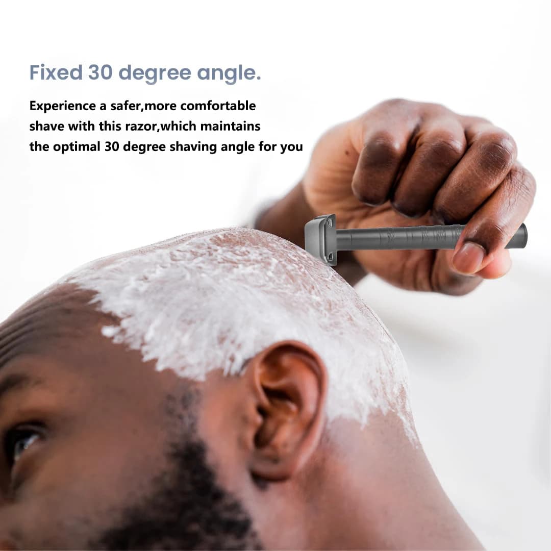 شفرة حلاقة مزدوجة الحافة مع 5 شفرات احتياطية دقيقة بزاوية 30 درجة قابلة لإعادة الاستخدام للرجال والنساء - 5