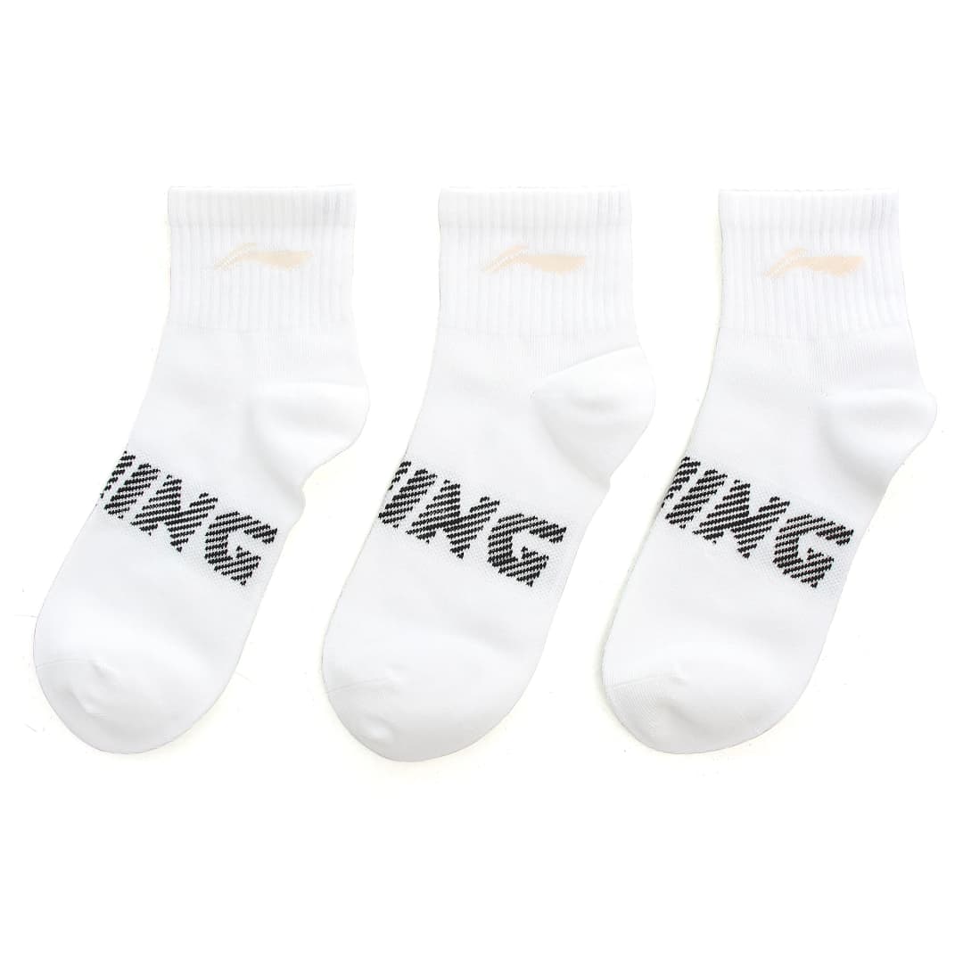 لي-نينغ للجنسين 3 أزواج جوارب بتصميم رياضي للرجال والنساء مقاس 22-28 سم، جوارب مريحة وتنفس بحروف لي-نينغ موديل AWSU025 - 5