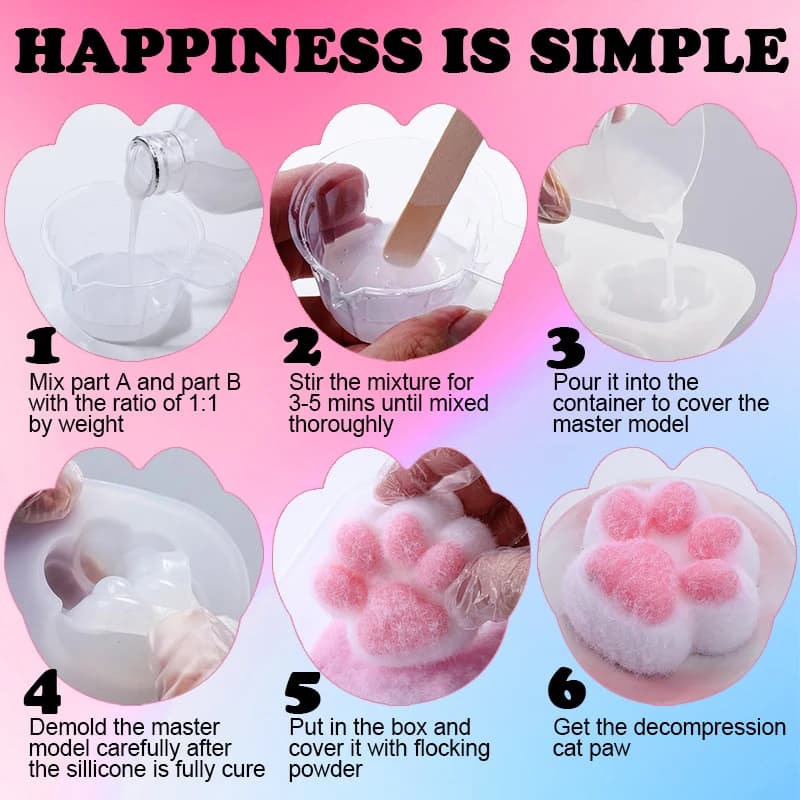 Taba Squishy Kit Liquid Silicone Gel Super Soft Squishy Kit 1:1 AB Ratio Resin Silicone for Molding Hamsters Cat Paws DIY - 4